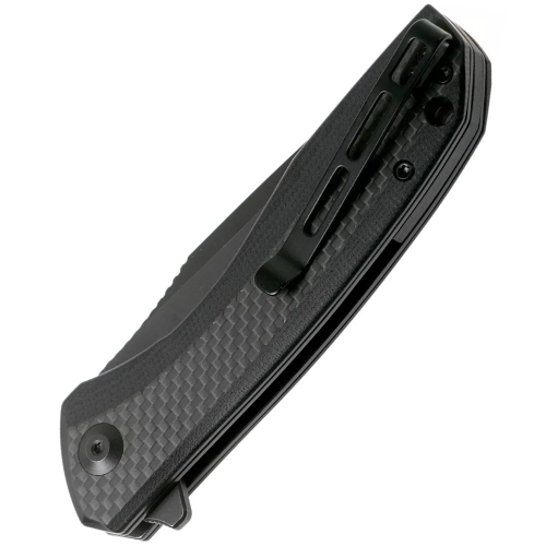 Baklash Folding Knife - Twill Carbon Fiber Overlay on Black G10 Handle