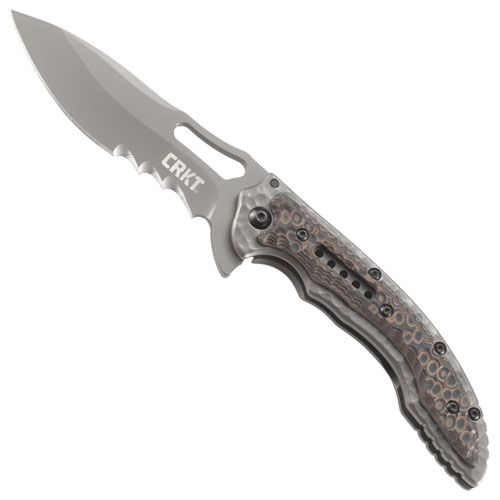 CRKT 5461K Black Fossil Folding Knife with Combination Edge Blade