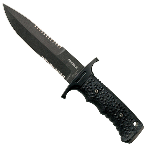 Gerber Silver Trident Double Serration Edge Fixed Blade Knife