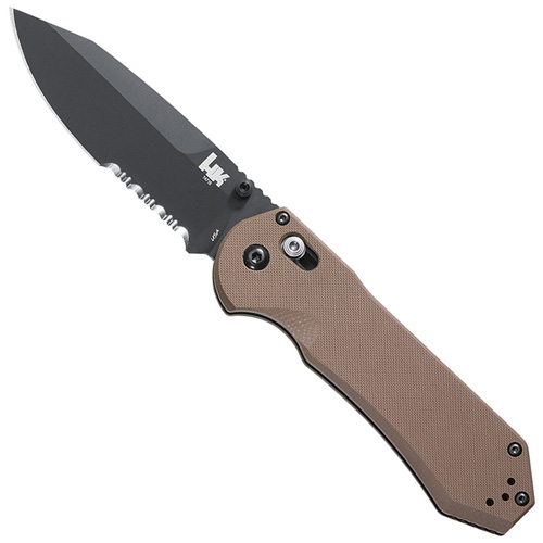 HK Knives AXIS Serrated Folder D2 Steel - Sand