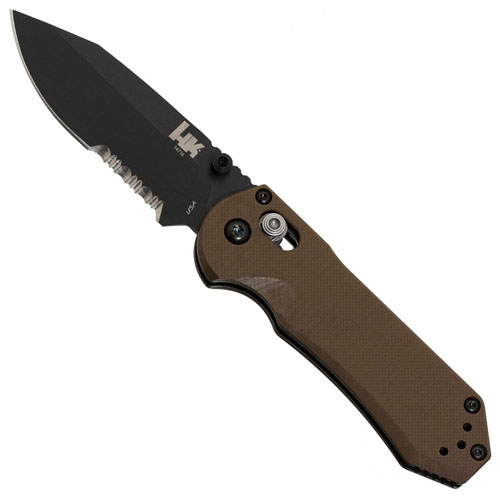 HK Knives AXIS Mini Serrated Folder G10 D2 Steel - Sand