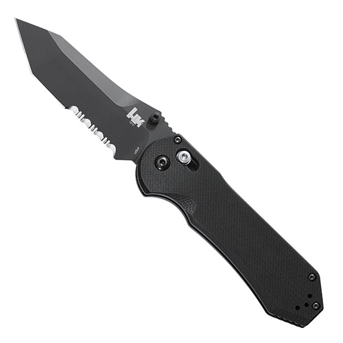 HK Knives AXIS Tanto Serrated Folder G10 D2 Steel - Black