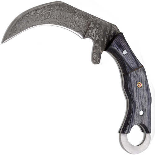 8.5'' Damascus Karambit w/ Leather Sheath