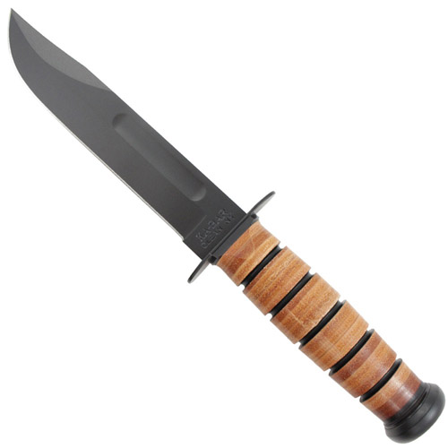 USMC Leather Handle Fixed Blade Knife w/ Sheath