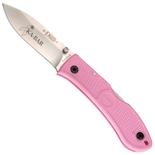 Ka-Bar Dozier Hunter Pink Silver Folding Knife
