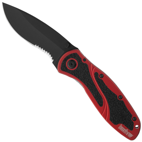 Kershaw Blur Red-Black Serrated Blade Folding Knife