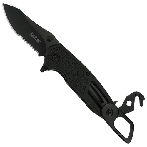 Funxion EMT 3 Inch Half Serrated Folding Blade Knife - Black
