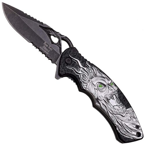 Dark Side Blades A001BGY Aluminum Handle Folding Blade knife