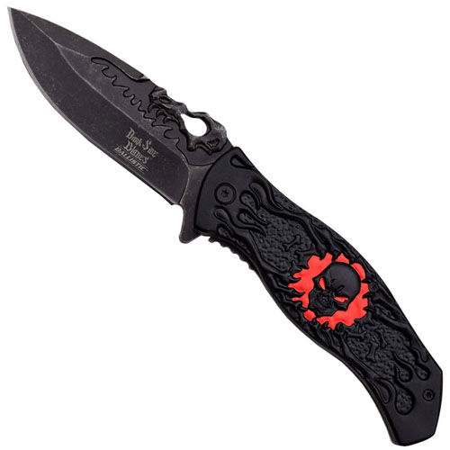 Dark Side Stamped Skull Handle 4.75 Inch Folding Knife