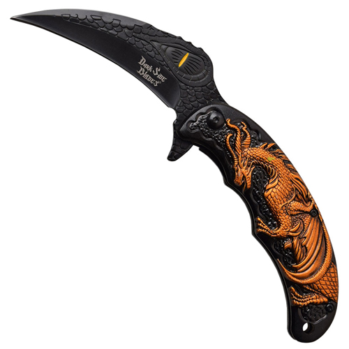 Dark Side Blades 8 Inch Overall Folding Knife w/ Dragon Art Handle