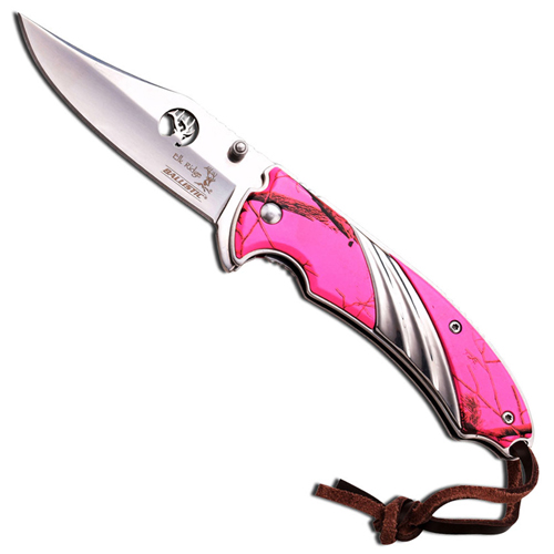 Elk Ridge Pink Camo Mirror ER-A540PC Spring Assisted Knife
