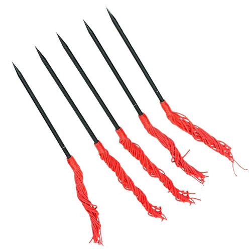 Stainless Steel Throwing Knife 5 Pcs Set With Red Tassels Handle 