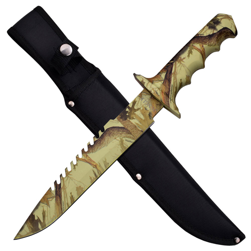 Jungle Master Rubber Handle Fixed Blade Knife w/ Nylon Sheath