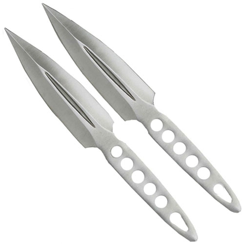 Silver 8.75 Inch Blood Groove Two Throwing Knife Set