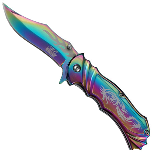 Masters Collection Lasered Dragon on Handle Ballistic Folding Knife