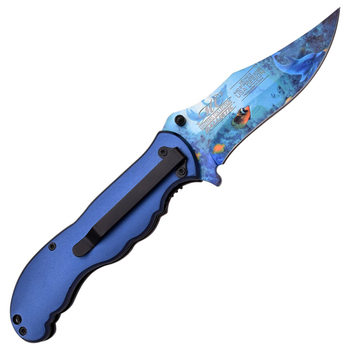 Masters Collection 8.8 Inch Overall Folding Knife w/ Mermaid Art