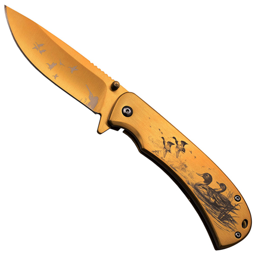 Masters Collection Laser Etch Artwork Handle Folding Blade Knife Mr.Knife