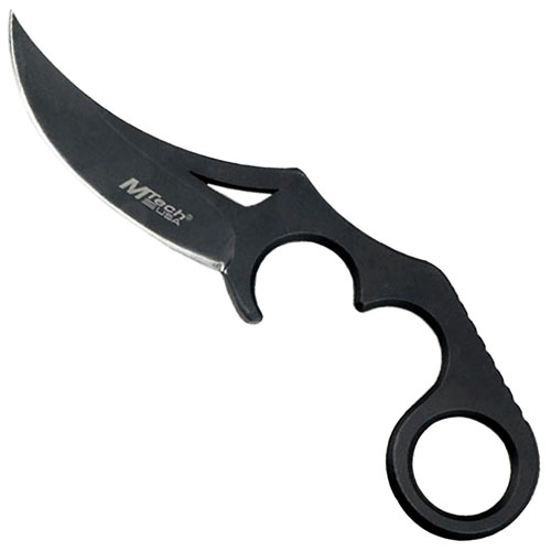 MTECH USA 8 Inch Overall Finger Ring Black Fixed Blade Knife