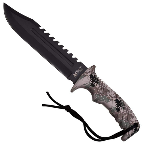 M-Tech USA Black Saw Back Blade Fixed Knife w/ Sheath