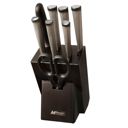 MTech USA TPR Handle 15 Pcs Kitchen Knife & Block Set