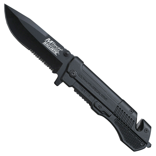 MTech USA Gun Shaped Black Handle Folding Knife