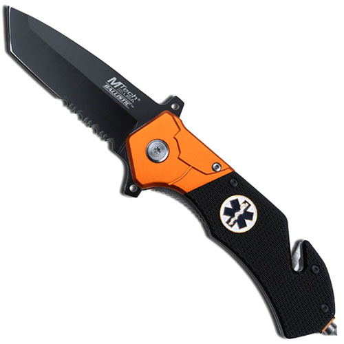 MTech USA Orange/Black Spring Assisted Folding Knife