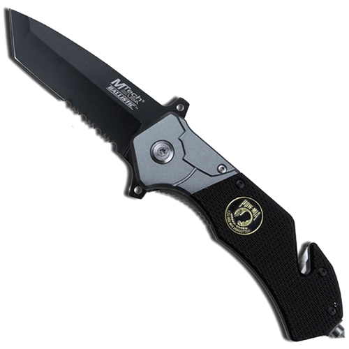 MTech USA Serrated Stainless Steel Grey/Black Folding Knife