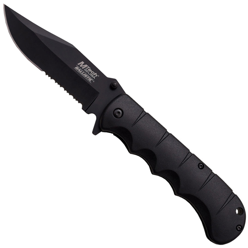 MTech USA A895BS Half Serrated Edge Folding Blade Knife - Black