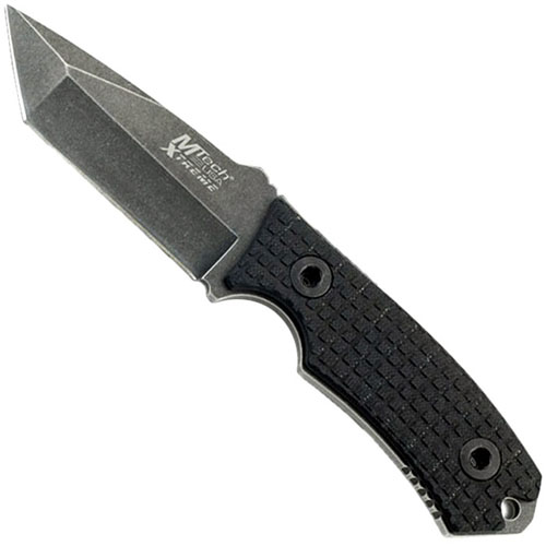 Mtech Extreme Black Check Textured Fixed Blade Knife