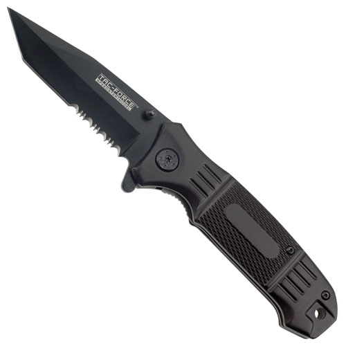 Black 4.5 Inch Aluminium Handle Tanto Blade Folding Knife