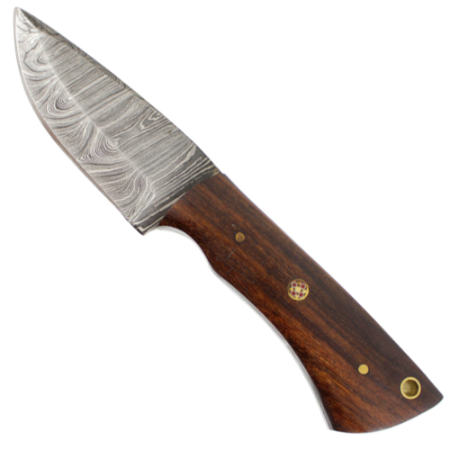 Damascus Fixed Knife Walnut Wood w/Sheath