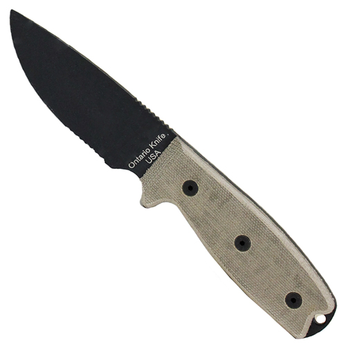 Ontario RAT 3 1095 Serrated Black Sheath