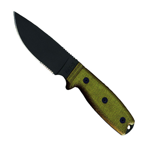 Ontario RAT 3 1095 Serrated Green Sheath