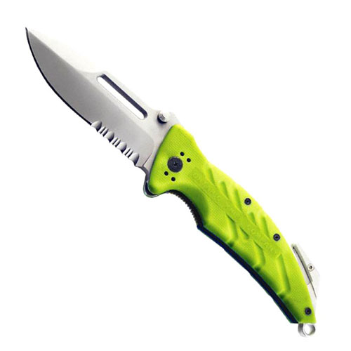 Ontario XR 1 Safety Green Folder Serrated Knife