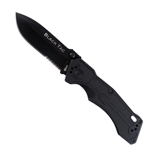 Ontario King Cutlery Black TAC Drop Point Folder Knife