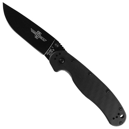 OKC RAT Model 1 Black Plain Edge Folding Knife