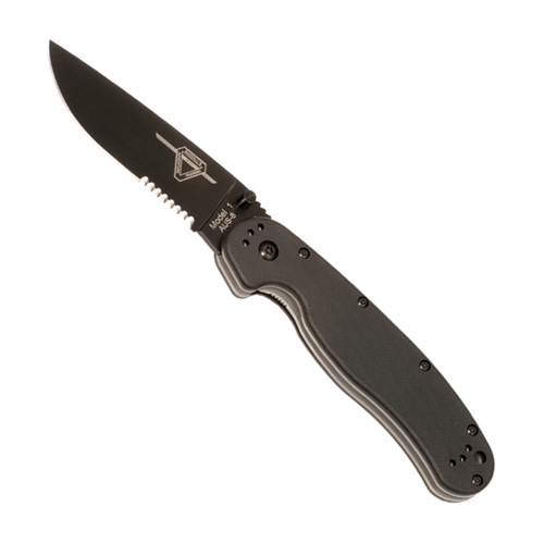 Ontario RAT Folder Black Partial Plain Edge Serration Knife