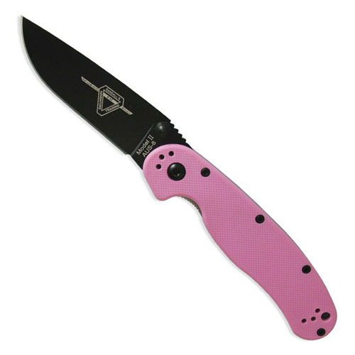 OKC RAT Model II BP Pink Handle Black Blade Folding Knife