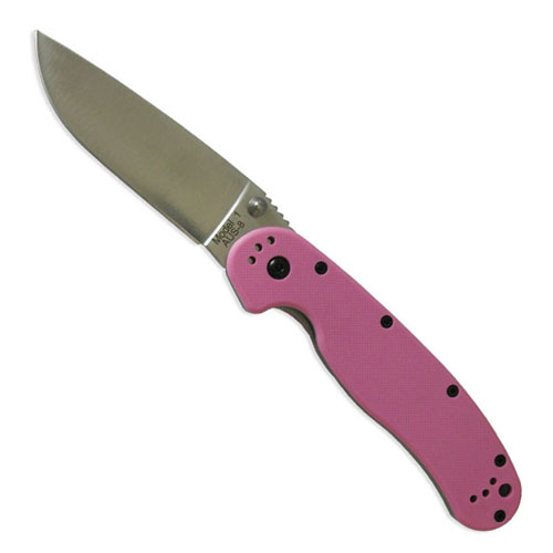 OKC RAT Model I SP Pink Handle Plain Edge Folding Knife