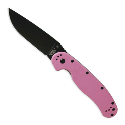 OKC RAT Model 1 Folder Black Blade Pink Handle Folding Knife