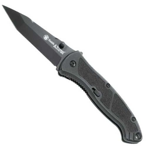 Smith & Wesson Black Alum Handle Tanto Folding Knife