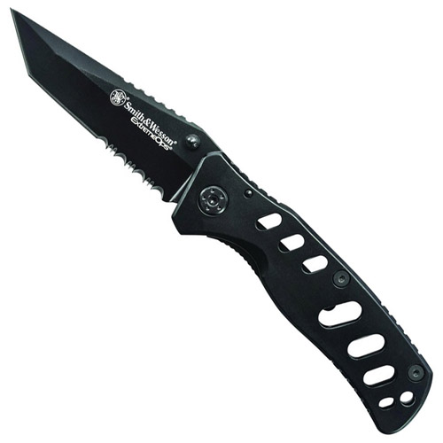 Smith & Wesson Black Extreme Serrated Liner Lock Tanto Folding Knife