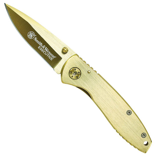 Smith & Wesson Gold Alum Handle Executive Folder Knife