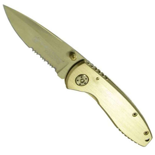 Smith & Wesson Exec Gold Teflon Coated Serrated Folding Knife