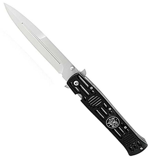 Smith & Wesson Satin Plain Blade G10 Handles Dagger Folding Knife
