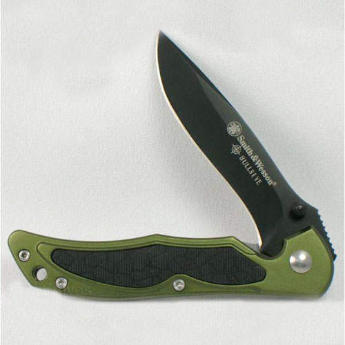 Smith & Wesson Bullseye Black Teflon Coated Single Blade Pocket Folding Knife