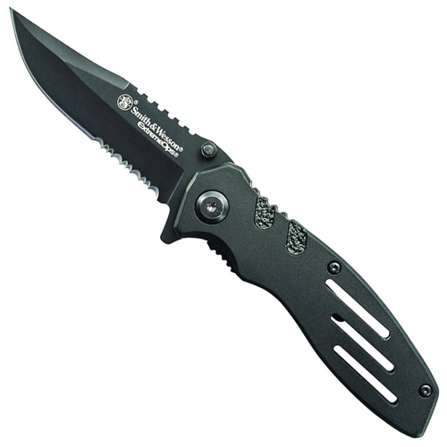 Smith & Wesson SWA24S Extreme Ops Linerlock Black Clip Point Blade Knife