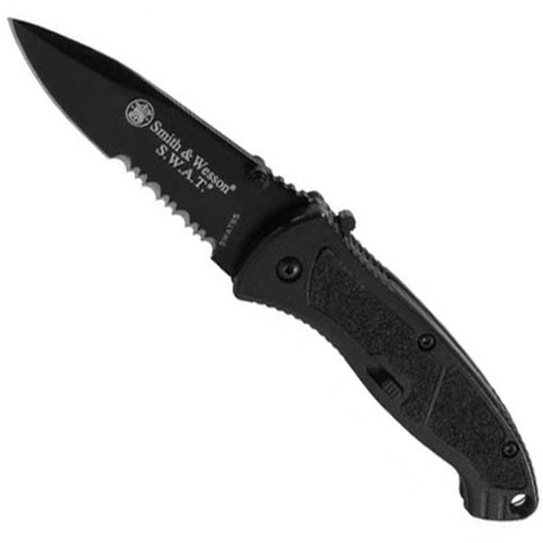 Smith & Wesson Black Small S.W.A.T Serrated Assisted Opening Folding Knife