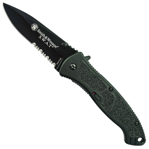 Smith & Wesson Black Large Serrated Assisted Opening Folding Knife