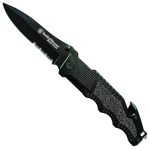 Smith & Wesson Black Border Guard 2 Rescue Serrated Folding Knife